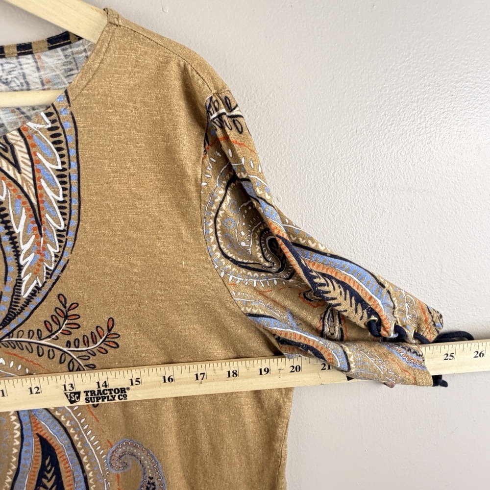 Chico's T Shirt Women's Size 2 (L) White Multicolor Boho Floral Paisley Casual - Picture 6 of 9